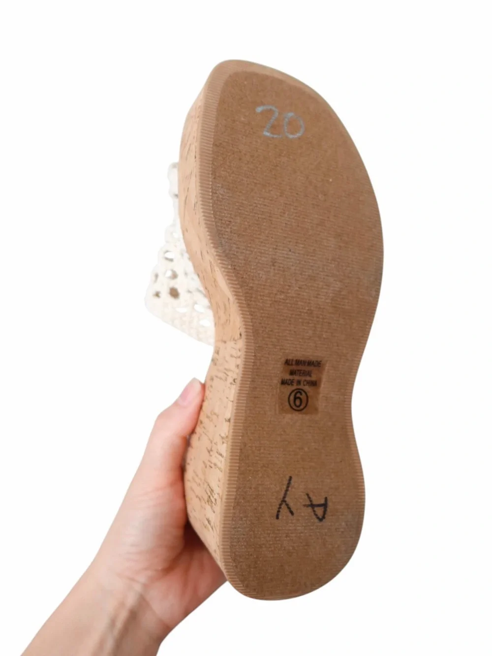 SODA Crochet Cork Platform Wedge Sandals